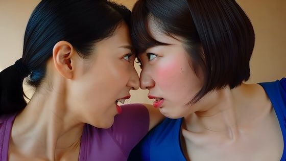 （ボイス有り）ヨガ中に鼻同士を合わせて争うふたり。あいろこーぷ  エロ画像753280